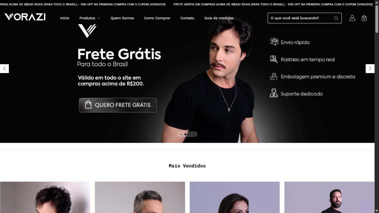 Captura da loja virtual Vorazi